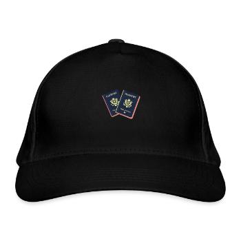 Travel Buddies – Passport Design - Organic Baseball Cap - black - Front