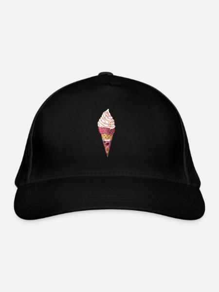 Ice cream cone Nice berry ice cream with toppings - Organic Baseball Cap - black - Front