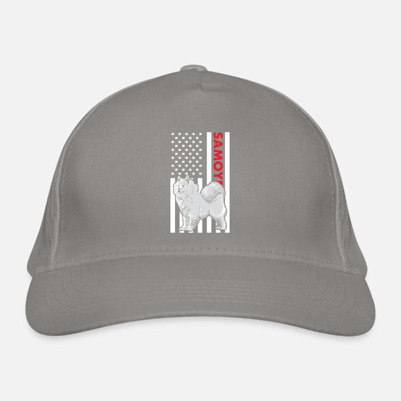 Samoyed Us Flag Organic Baseball Cap