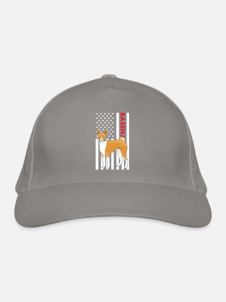 Chien Basenji Us drapeau - Casquette classique bio - gris clair - Devant