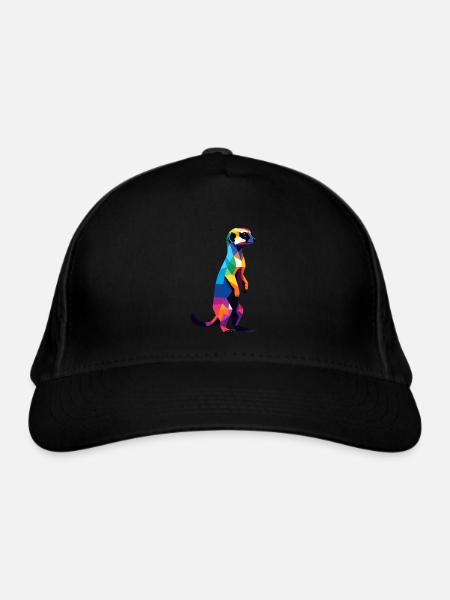 Erdmännchen in großen Pixeln Cool, Savannah Bunt - Bio-Baseballkappe - Schwarz - Vorne