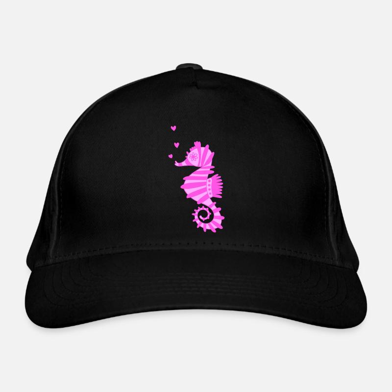 Hippocampe rose avec des cœurs Casquette classique bio
