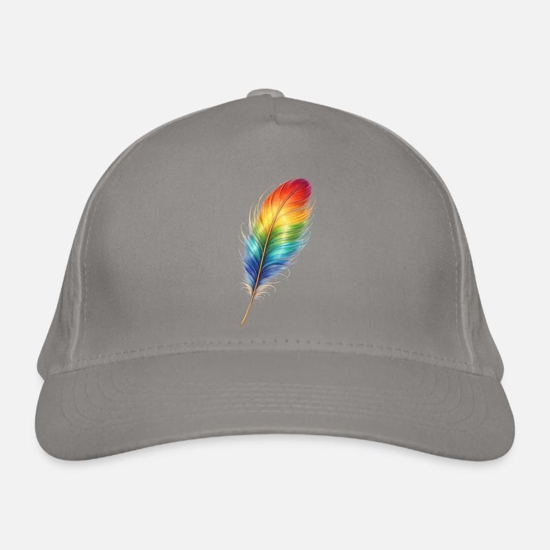 Colorful Feather Rainbow Boho Design Organic Baseball Cap