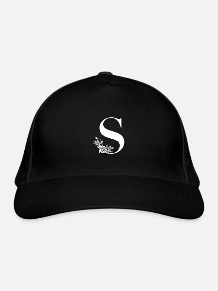 Buchstabe S - Bio-Baseballkappe - Schwarz
