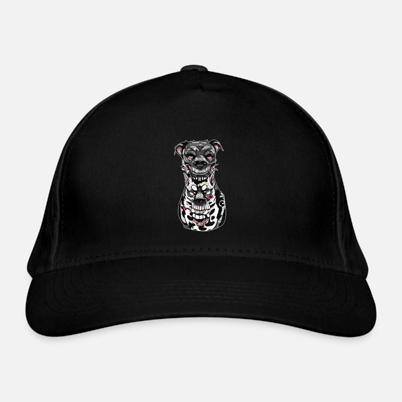 Gloomy Dog Illustration Print - Organic Baseball Cap - black