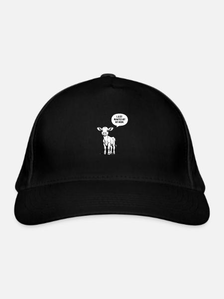 Minimalistischer Stil Kalb – "I miss my mom" - Bio-Baseballkappe - Schwarz - Vorne