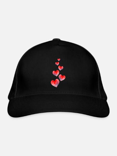 Herzen Rot Liebe - Bio-Baseballkappe - Schwarz - Vorne