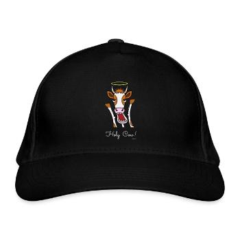 Holy Cow!,white letters - Organic Baseball Cap - black - Front