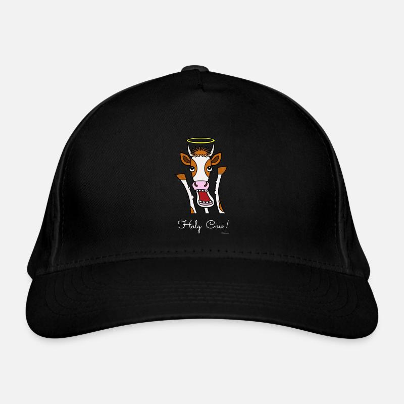 Holy Cow!,white letters - Organic Baseball Cap - black
