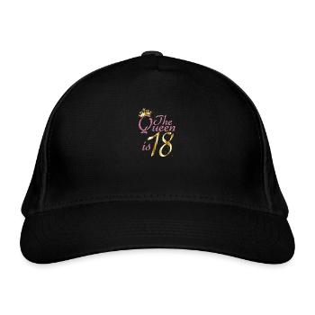 The Queen is 18 in Pink - Organic Baseball Cap - black - Front