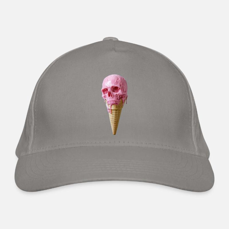 Pink Skull Eiscreme Kunst Bio-Baseballkappe