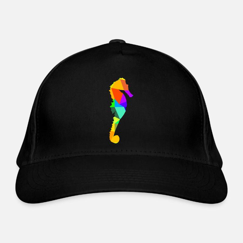 Hippocampe Animaux de la mer Arc-en-ciel Animaux Polygone Casquette classique bio