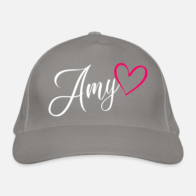 Amy Last Name First Name Heart Pink Organic Baseball Cap