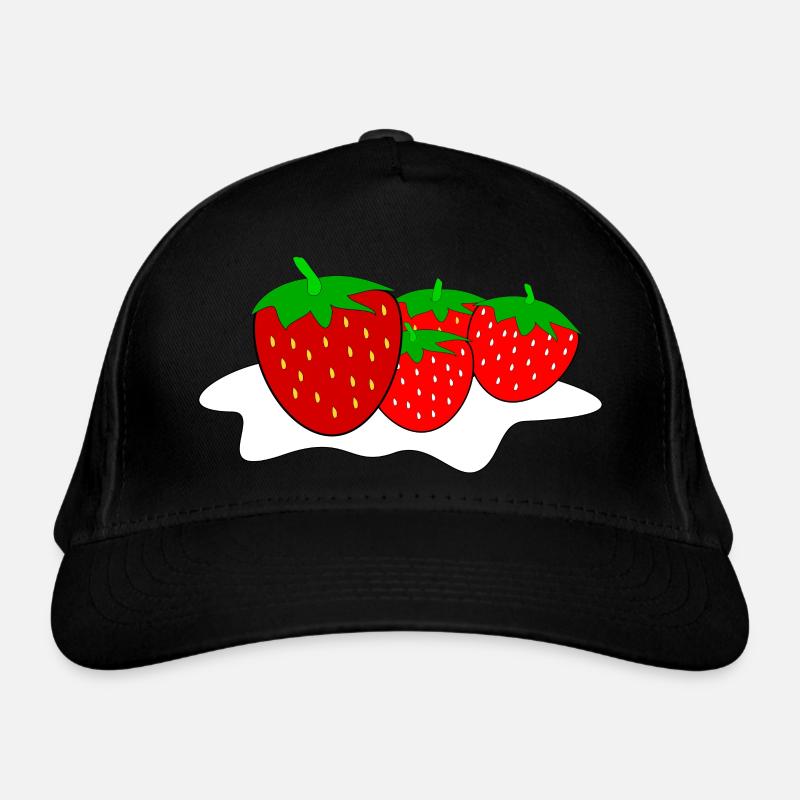 Strawberries with whipped cream Organic Baseball Cap