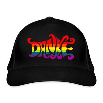 Thank you rainbow diversity sixties colorful gratitude - Organic Baseball Cap - black - Front