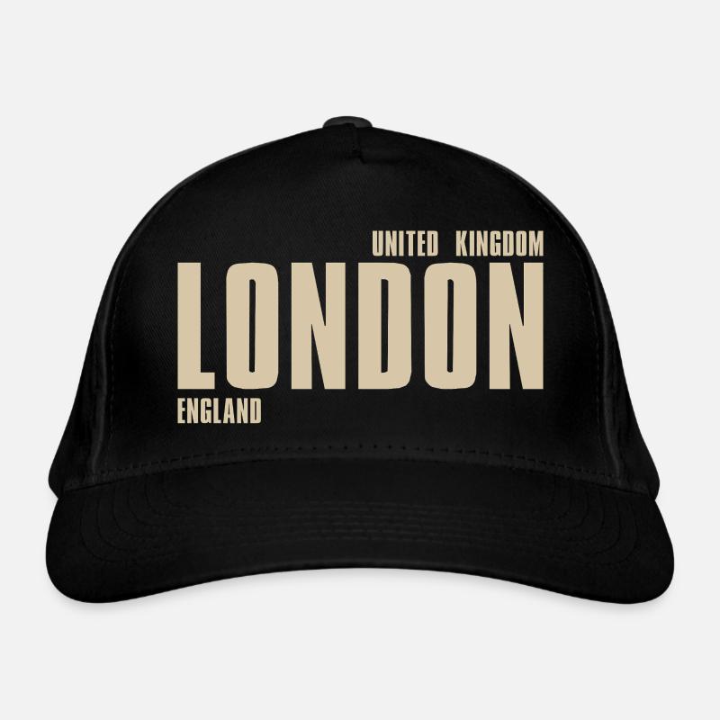 London Retro Typography - Organic Baseball Cap - black