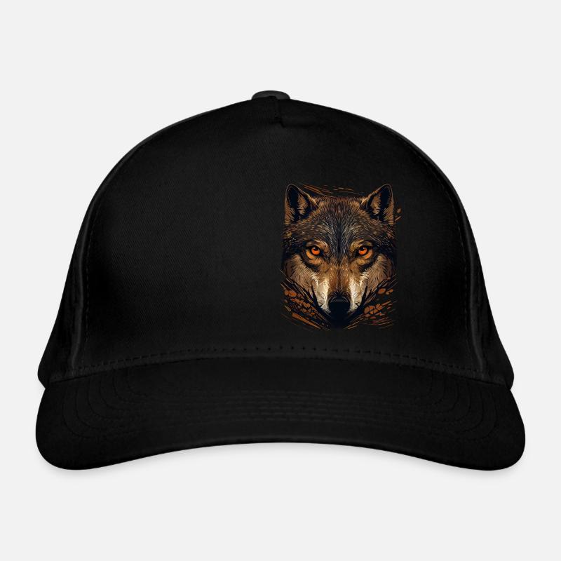 Wolf Face Brown Organic Baseball Cap