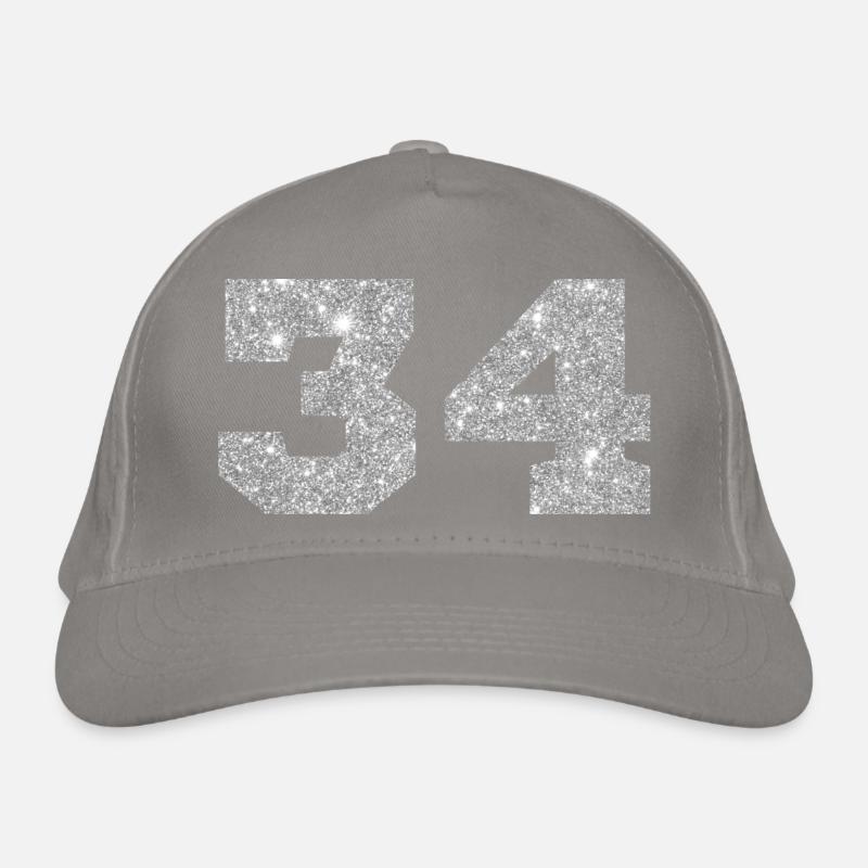 Nummer 34 Silberner Glitzer - 34. Jubiläum Bio-Baseballkappe