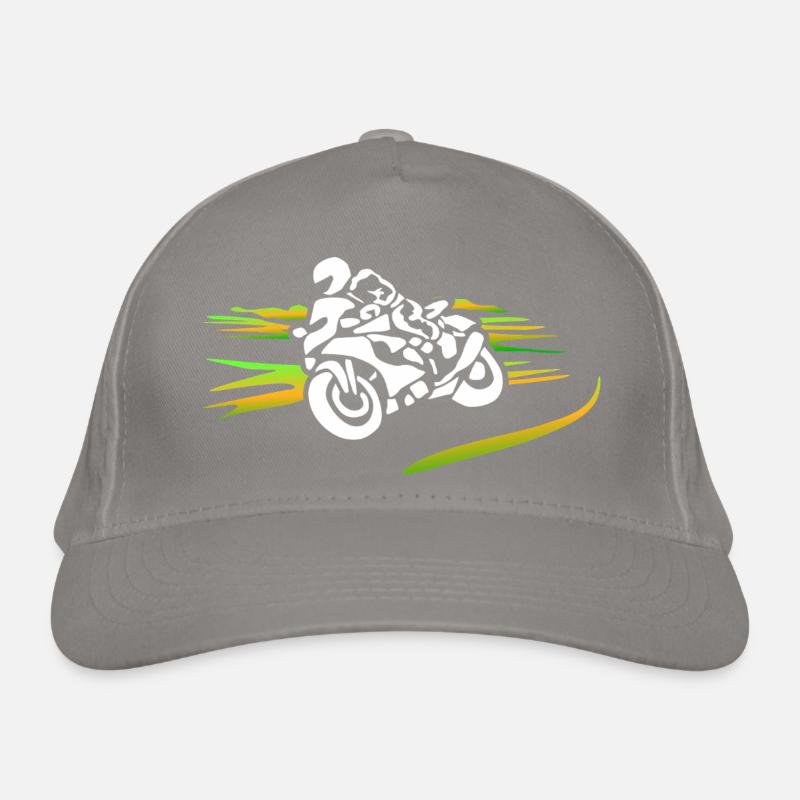 Silhouette de moto à rayures colorées Casquette classique bio