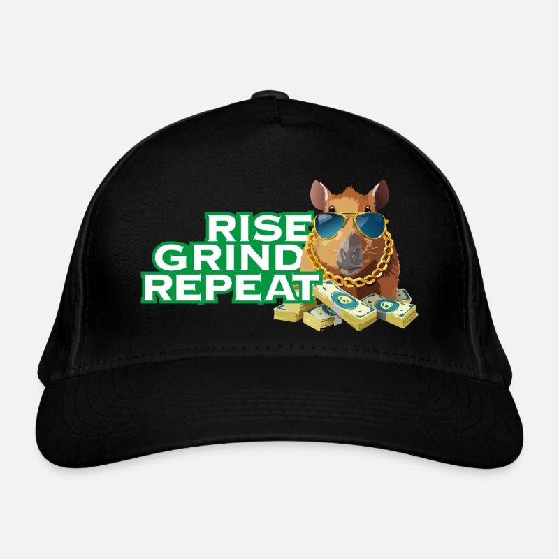 Rise, Grind, Repeat - Capybara Hustle motivation Bio-Baseballkappe