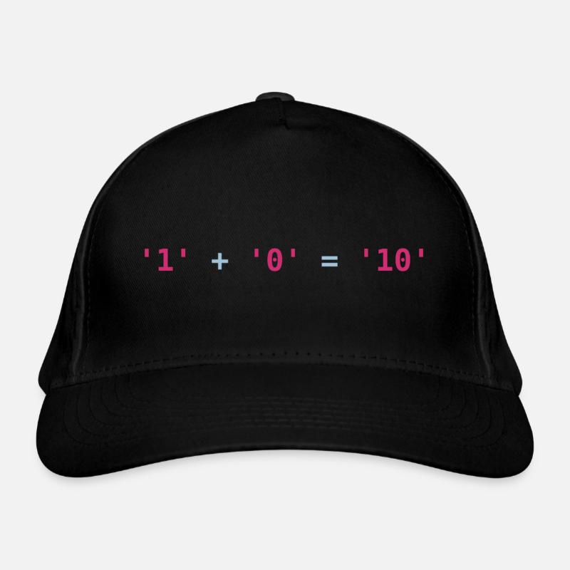 Python code | 1 plus 0 is 10 | programming strings - Organic Baseball Cap - black