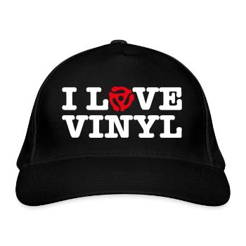 I love vinyl records - retro lettering - Organic Baseball Cap - black - Front
