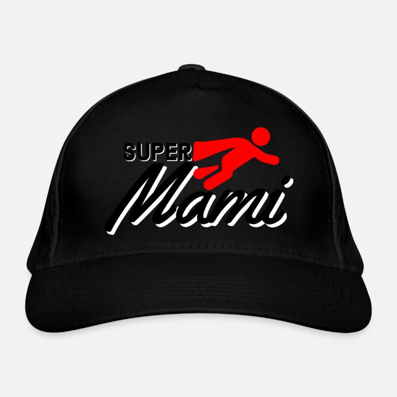 Super Mami Text mit Figur flieger rot Muttertag Bio-Baseballkappe