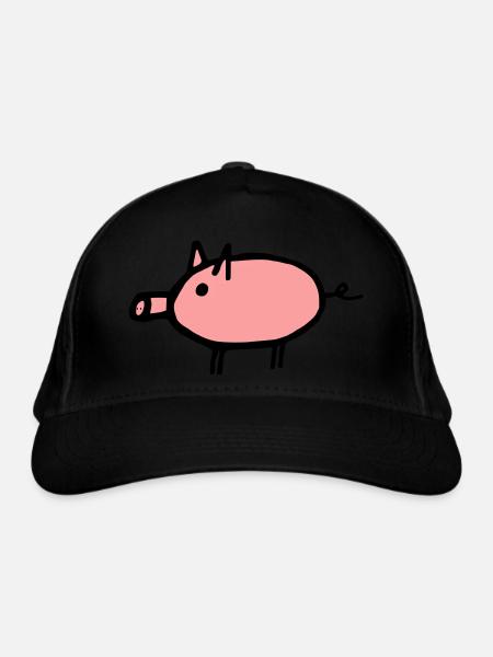 Schwein - Bio-Baseballkappe - Schwarz - Vorne