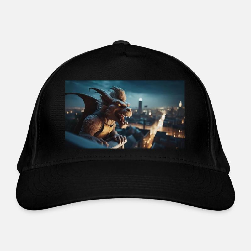 Gargoyle with an evil smile monster dark horror Organic Baseball Cap
