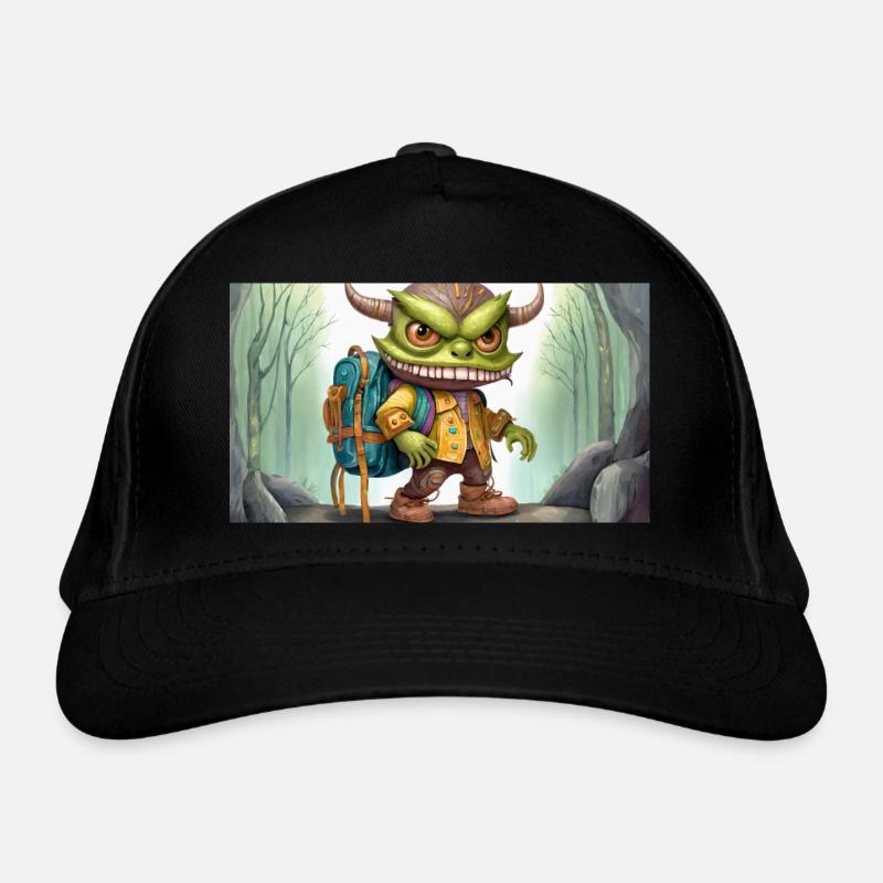 Monstre vert avec des cornes - jeune mignon petit Casquette classique bio