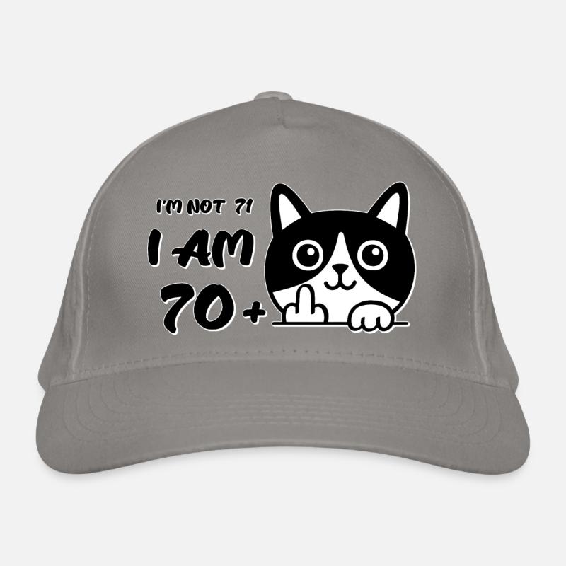 Ich bin nicht 71, ich bin 70 plus 1 Mittelfinger Katzenflipp Bio-Baseballkappe
