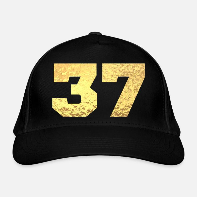 Nummer 37 Gold Glitter - 37. Jahrestag - Bio-Baseballkappe - Schwarz