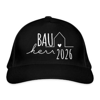 Bauherr 2026 - Bauherren Partnerlook Hausbau - Bio-Baseballkappe - Schwarz - Vorne