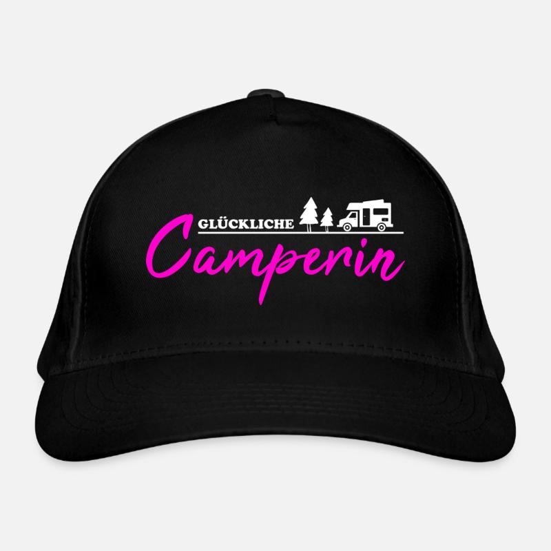 Camping echt glückliche Camperin Geschenkidee Bio-Baseballkappe
