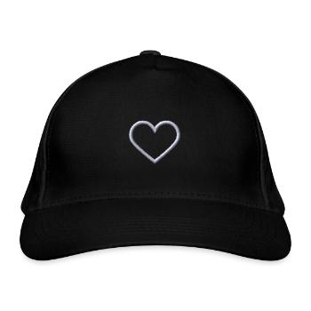 Herz weiß - Bio-Baseballkappe - Schwarz - Vorne