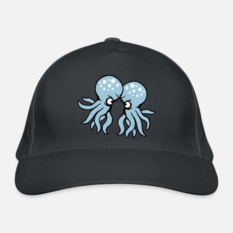 2 Oktopus Freunde Zwei kämpfende Feinde Rivalen Bio-Baseballkappe