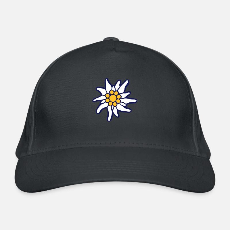 Weiße Alpen Edelweiß Blume Bergblume Berge Wandern Bio-Baseballkappe