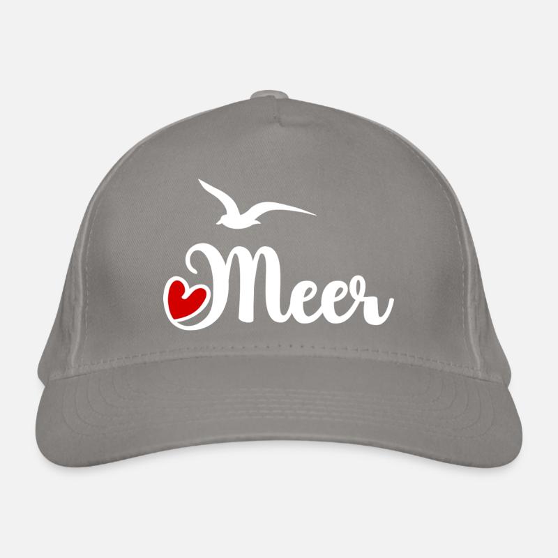 Meer mit Herz und Möwe - weiss Bio-Baseballkappe