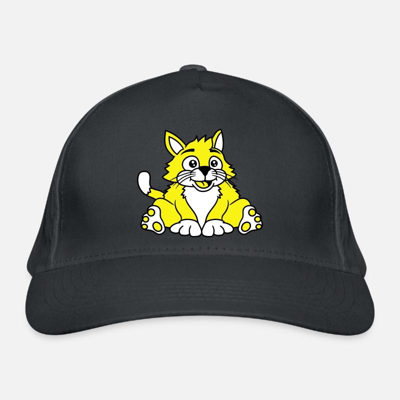 Cute Sitting Cat Happy Fat Kitten Organic Baseball Cap