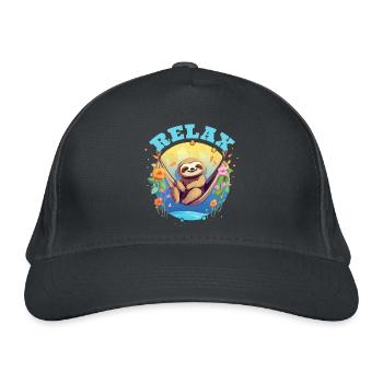 Relax - Relaxed Sloth Design - Funny - Organic Baseball Cap - graphite grey - Front