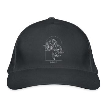 Botanisches Blumen Design, Minimalistische Paeonia - Bio-Baseballkappe - Graphite - Vorne