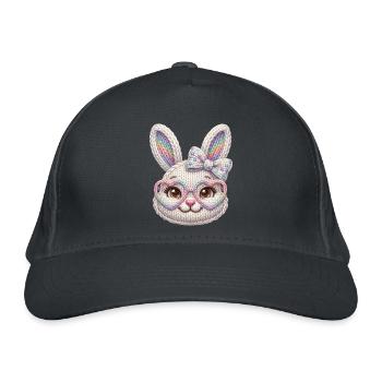 Osterhase Sonnenbrille Schleife Faux Yarn Ostern - Bio-Baseballkappe - Graphite - Vorne