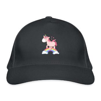 Einhorn Regenbogen - Bio-Baseballkappe - Graphite - Vorne