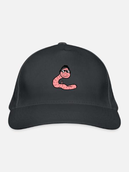 DJ Worm Party Snake Cool Caterpillar Animal Worm - Organic Baseball Cap - graphite grey - Front