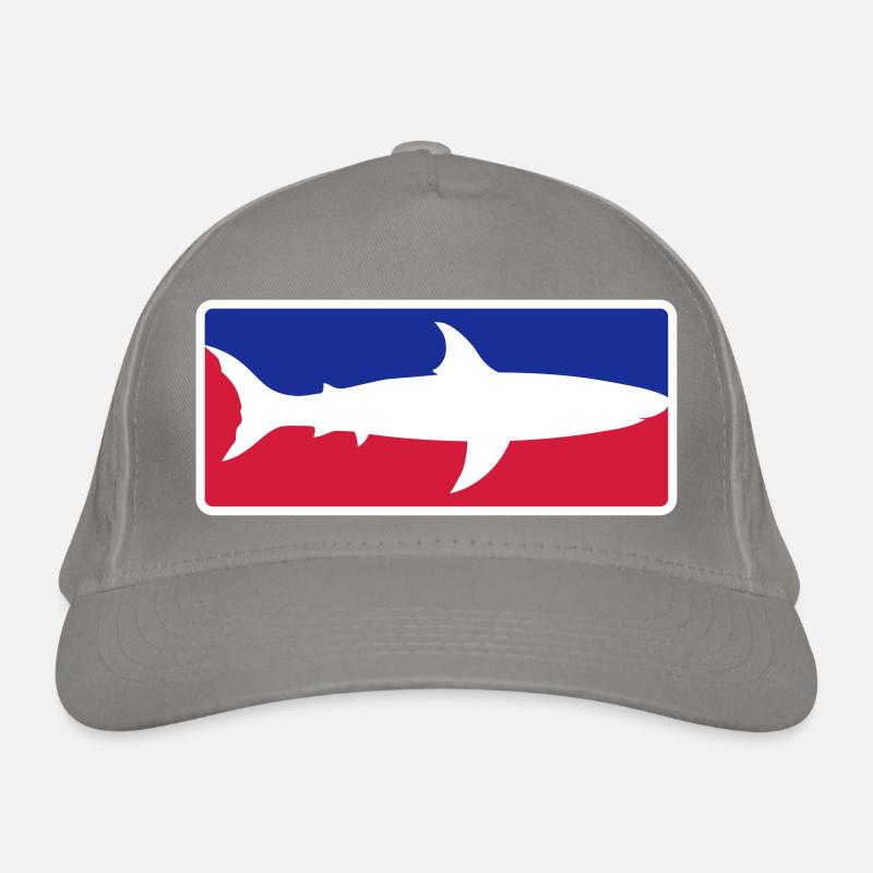 red blue sport shark button frame shield black sc Organic Baseball Cap