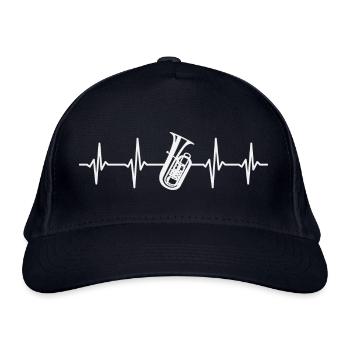 Tuba Herzschlag Bassschlüssel Tubist Blasmusiker - Bio-Baseballkappe - Navy - Vorne