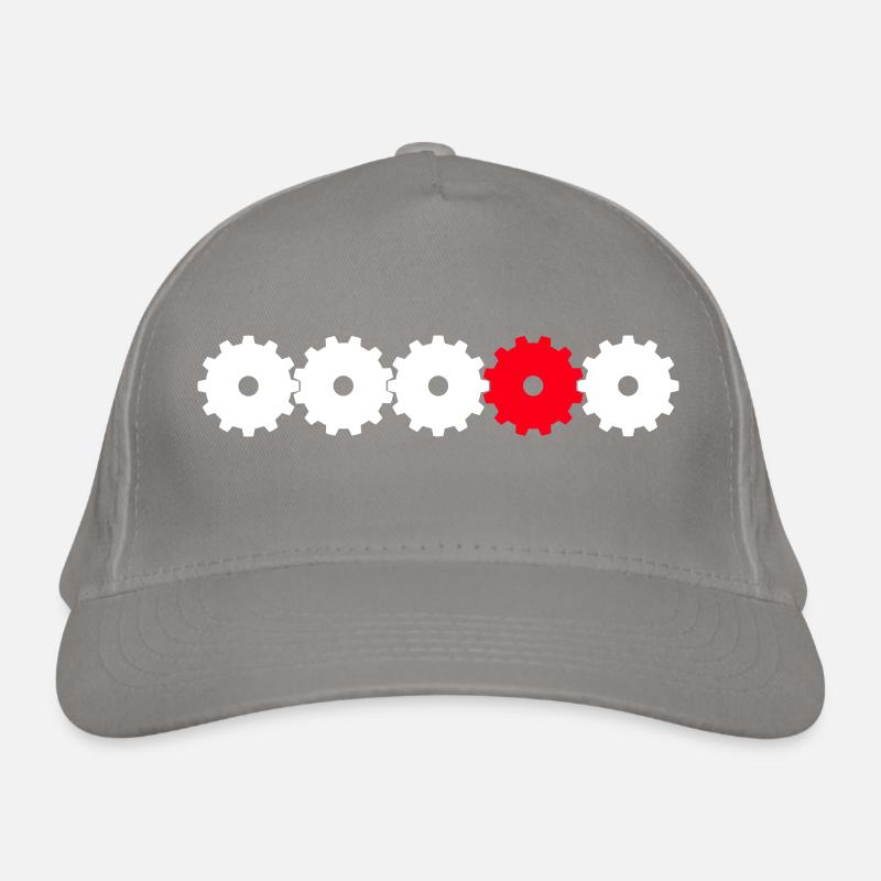 Gears in white and red Organic Baseball Cap
