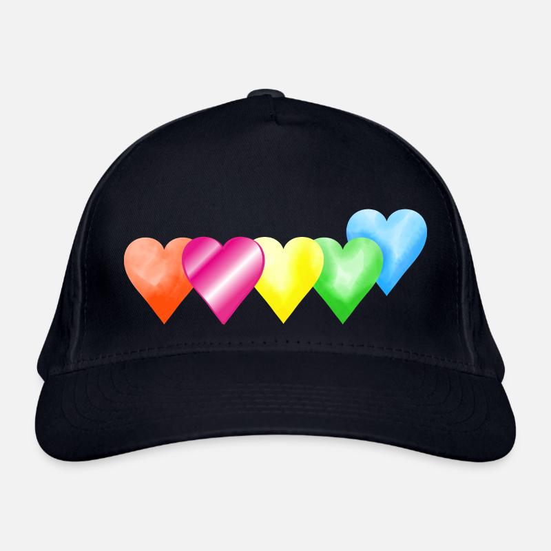 bunte Herzen Bio-Baseballkappe