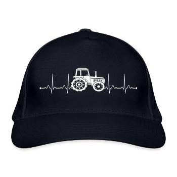 Herzschlag Traktor Bauer - Bio-Baseballkappe - Navy - Vorne