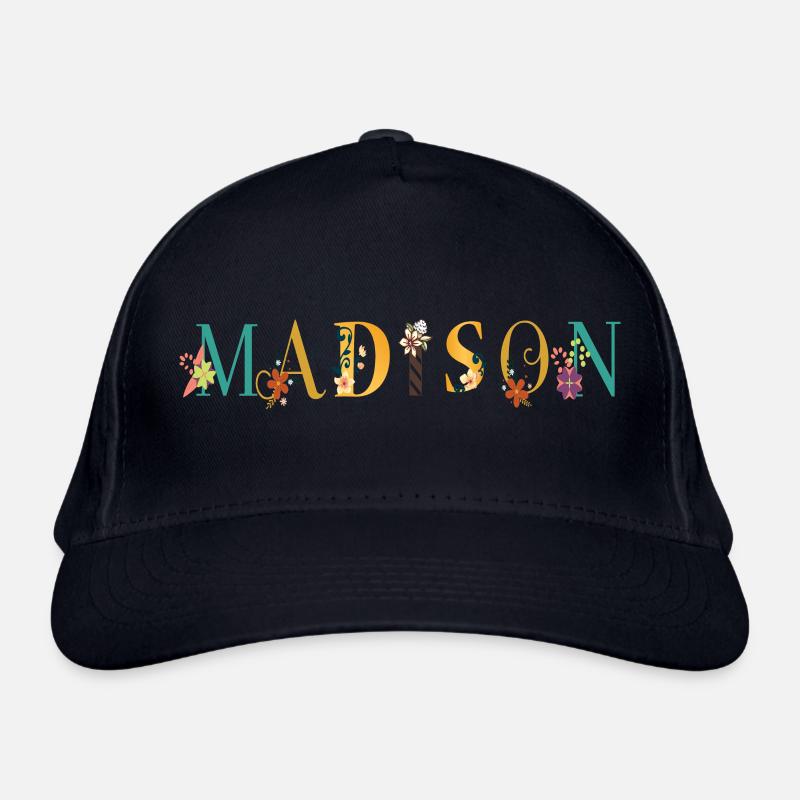 Art du nom MADISON avec fleurs brodées Casquette classique bio